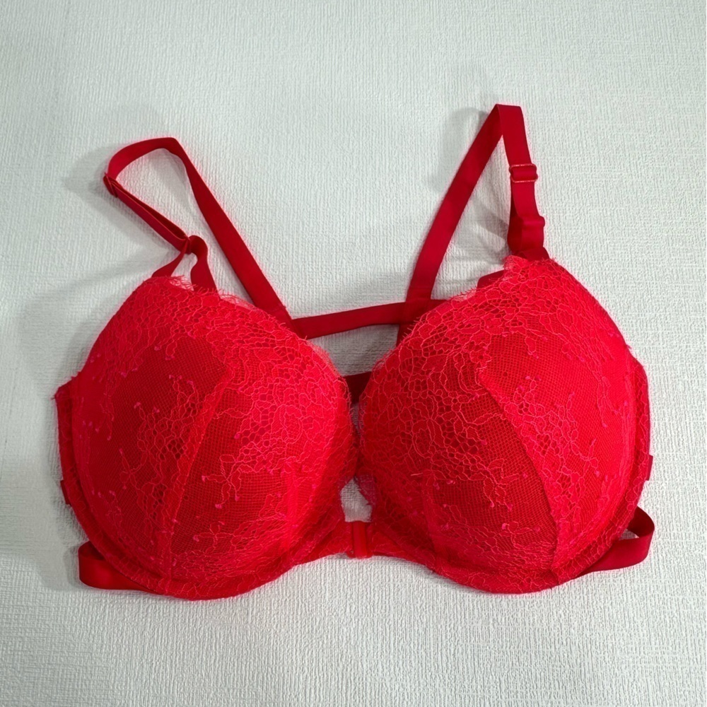 Victoria’s Secret push up bra front closure neon orange size 34DD
